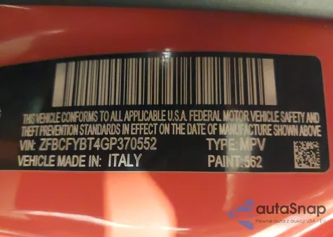 2016 Fiat 500X Easy z USA, uszkodzony, nr VIN ZFBCFYBT4GP370552